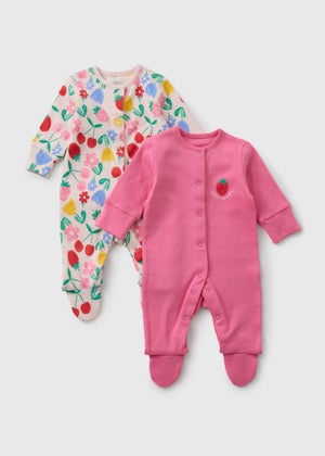 2 Pack Baby Multicolour Fruit Sleepsuits (Newborn-23mths)