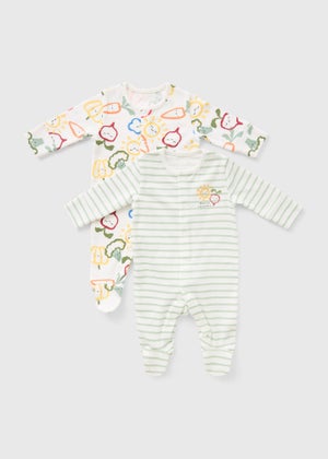2 Pack Baby Multicolour Vegetable Sleepsuits (Newborn-36mths)