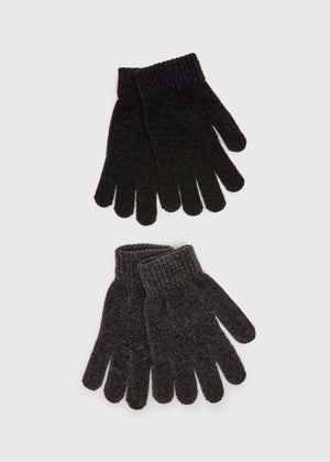 2 Pack Black Chenille Gloves