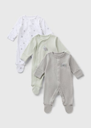 3 Pack Baby Grey Koala Sleepsuits (Newborn-18mths)
