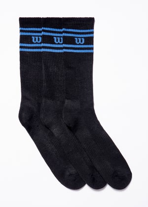 3 Pack Black Wilson Sports Socks