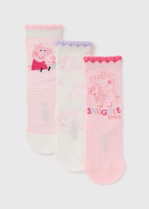 3 Pack Peppa Pig Girls Multicoloured Trainer Socks (Younger 6/8.5- Older 4/6.5)