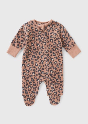 Baby Beige Leopard Print Fleece Sleepsuit (Newborn-23mths)