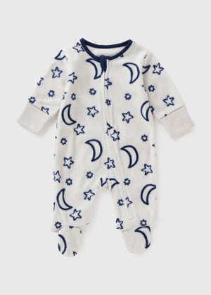 Baby Blue Star Moon Fleece Sleepsuit (Newborn-18mths)