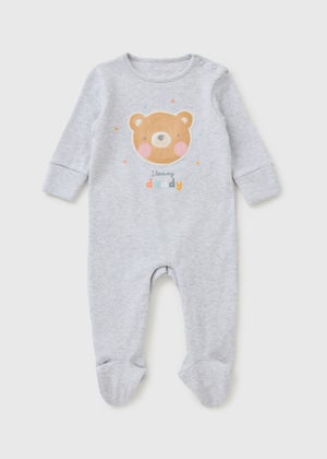 Baby Grey Bear Daddy Sleepsuit (Newborn-23mths)