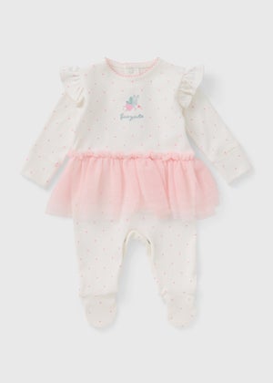 Baby Pink Mouse Tutu Sleepsuit (Newborn-12mths)
