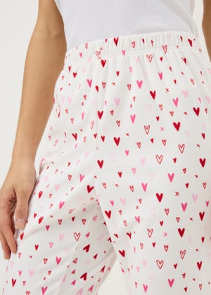Cream Heart Fleece Pyjama Bottoms Cream Heart Fleece Pyjama Bottoms