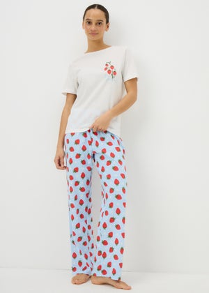 Cream Strawberry Wide Pyjama Set Bundle