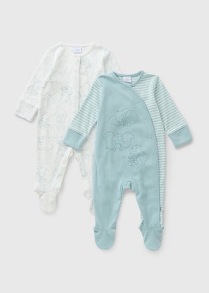 Disney 2 Pack Baby Blue Dumbo Sleepsuits Disney 2 Pack Baby Blue Dumbo Sleepsuits