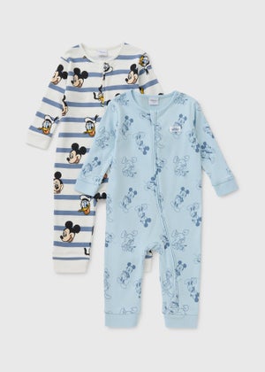 Disney 2 Pack Baby Blue Mickey Sleepsuits (Newborn-23mths) Disney 2 Pack Baby Blue Mickey Sleepsuits (Newborn-23mths)