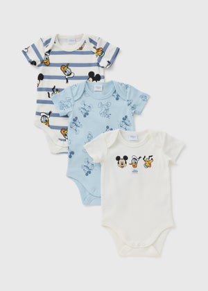 Disney 3 Pack Baby Blue Mickey Mouse Bodysuits (Newborn-23mths) Disney 3 Pack Baby Blue Mickey Mouse Bodysuits (Newborn-23mths)