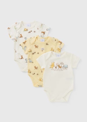Disney 3 Pack Baby Cream Winnie The Pooh Bodysuits (Newborn-23mths) Disney 3 Pack Baby Cream Winnie The Pooh Bodysuits (Newborn-23mths)