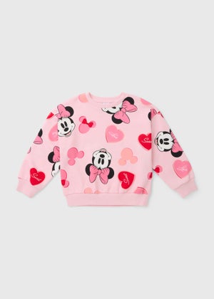 Disney Girls Pink Minnie Mouse Heart Sweatshirt (1-7yrs) Disney Girls Pink Minnie Mouse Heart Sweatshirt (1-7yrs)
