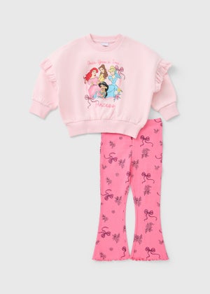 Disney Princess Girls Pink Bow Sweatshirt & Flare Set (3-8yrs)