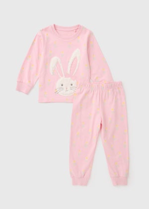 Girls Pink Easter Bunny Applique Long Pyjama Set (1-7yrs) Girls Pink Easter Bunny Applique Long Pyjama Set (1-7yrs)