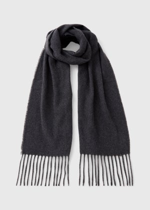 Grey Fringe Trim Scarf
