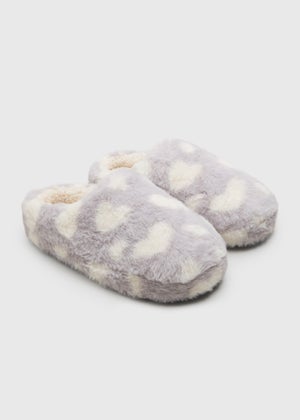 Grey Heart Mule Slippers Grey Heart Mule Slippers