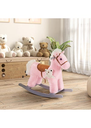 HOMCOM Kids Plush Rocking Horse Toy Pink HOMCOM Kids Plush Rocking Horse Toy Pink