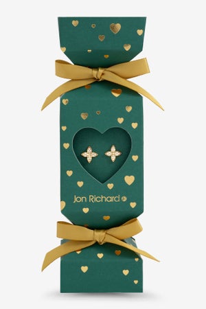 Jon Richard 18K Gold Plated Clover Earrings Gift Cracker