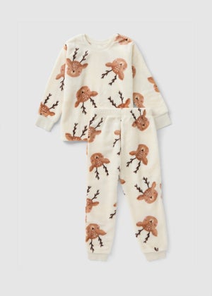 Kids Cream Reindeer Christmas Pyjama Set (1-7yrs) Kids Cream Reindeer Christmas Pyjama Set (1-7yrs)