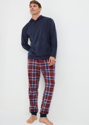 Navy Check Microfleece Hooded Pyjama Set Navy Check Microfleece Hooded Pyjama Set