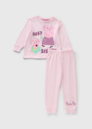 Peppa Pig Girls Pink Best Sister Pyjama Set (1-7yrs) Peppa Pig Girls Pink Best Sister Pyjama Set (1-7yrs)