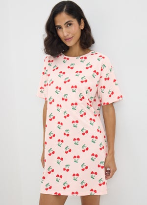 Pink Cherry Print T-Shirt Nightie