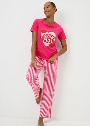 Pink Stripe Bisous Pyjama Set