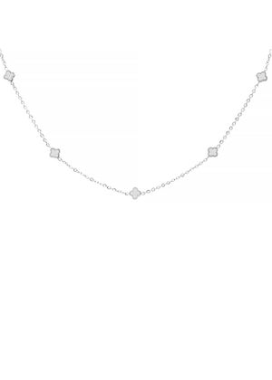 Say It With Silver & Pearl Clover Dainty Choker Necklace