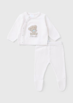 Tiny Tatty Teddy Baby White Knitted Top & Legging Set (Newborn-12mths)